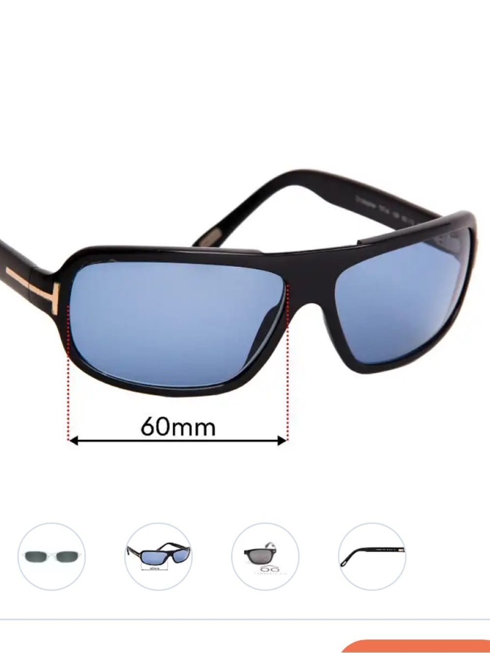 Tom Ford Men's Black Frame Sunglasses with Blue Lenses